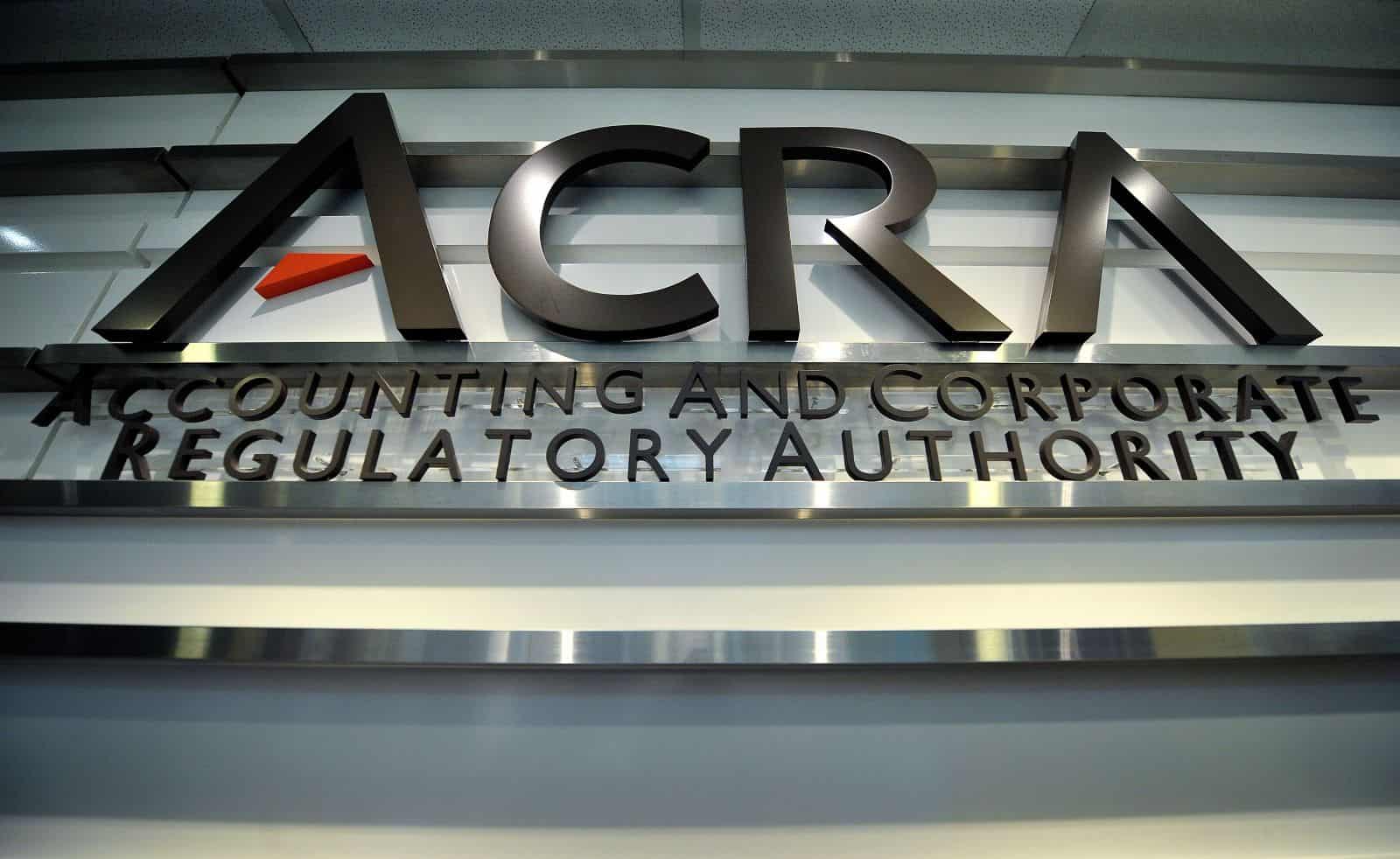 front sign of the ACRA entity which regulates accounting firms in Singapore